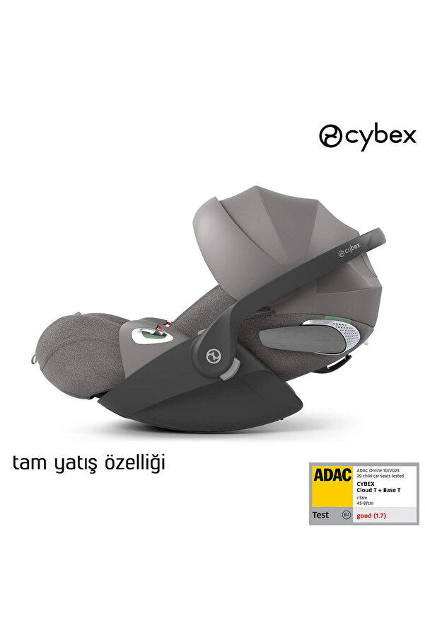 Cybex Cloud T Isize Plus (mirage grey) (Adac Ödüllü Tam Yatışlı Bebek Puset Ana Kucağı 0-13 Kg)
