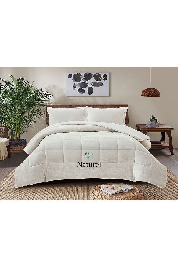 Naturel Collection-Ultra Soft Double Sided Wellsoft Velvet Bedspread with Double Pillowcases 1
