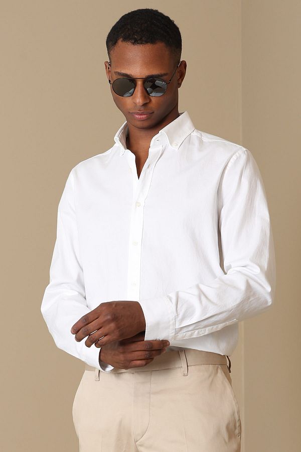 Lufian Daniel Men s Smart Casual White Shirt Comfort Slim Fit Trendyol