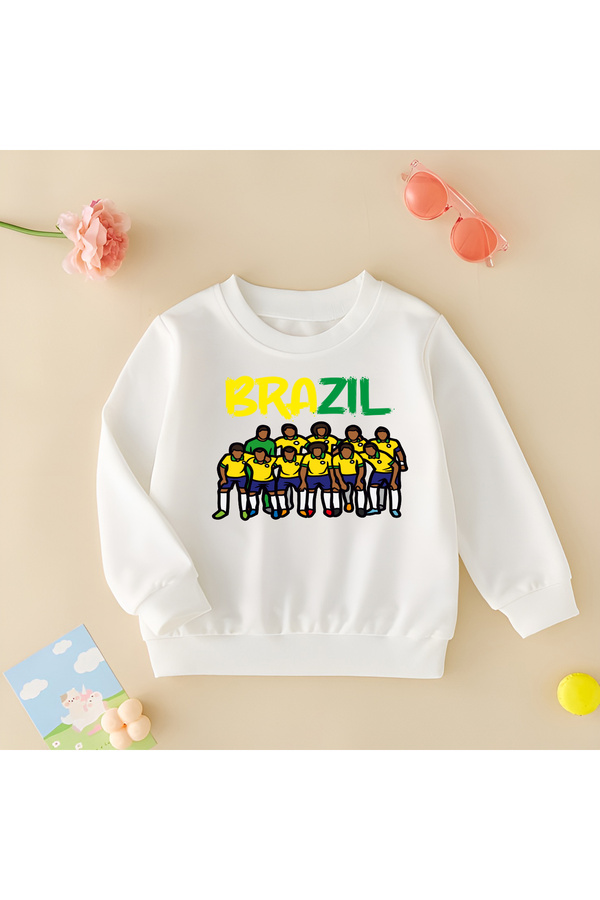 CDA Brazil Unisex Kız Erkek Bebek Beyaz Sweatshirt