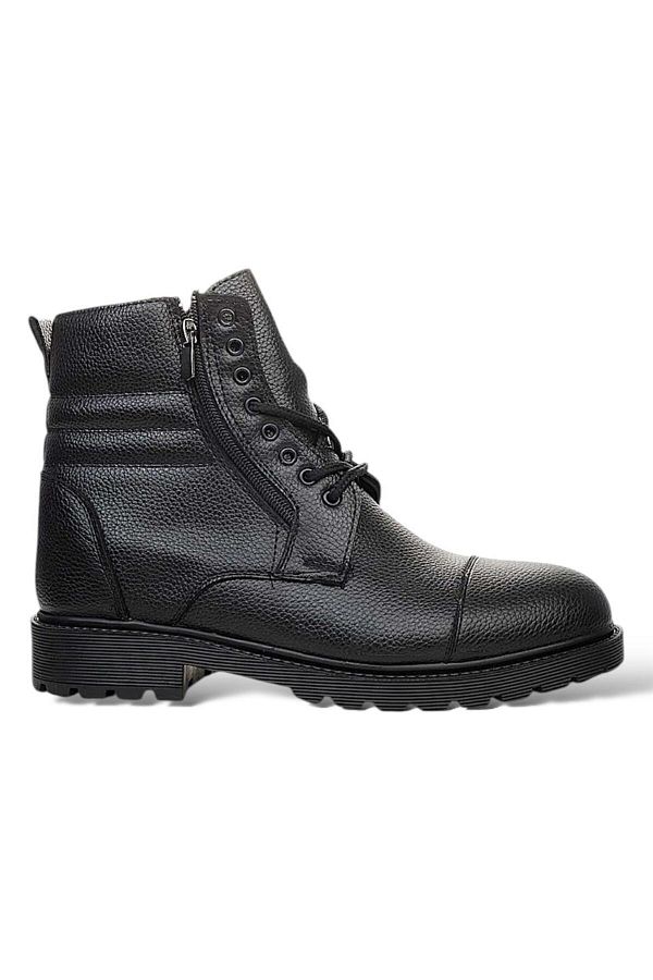 Liger Non Slip Sole Double Zipper Lace Up Men s Boots Black Trendyol