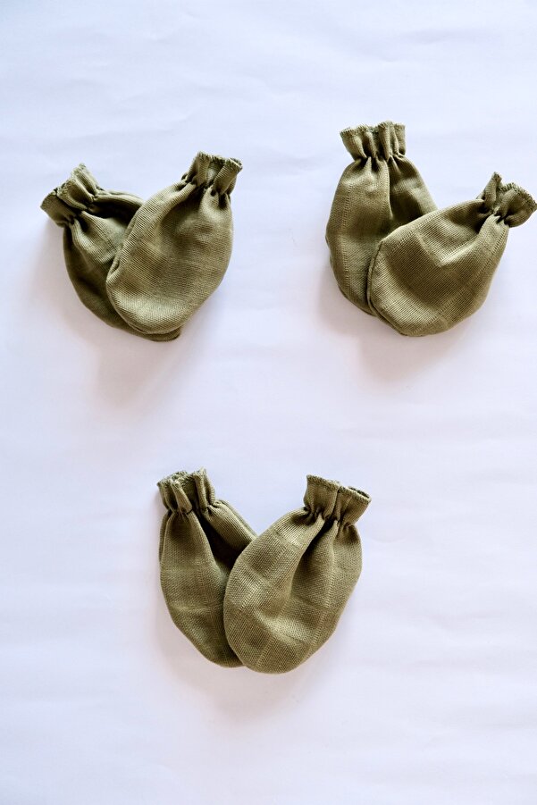 runbaby Pamuklu Tek Kat Müslin Kumaş 3 Çift Bebek Eldiven