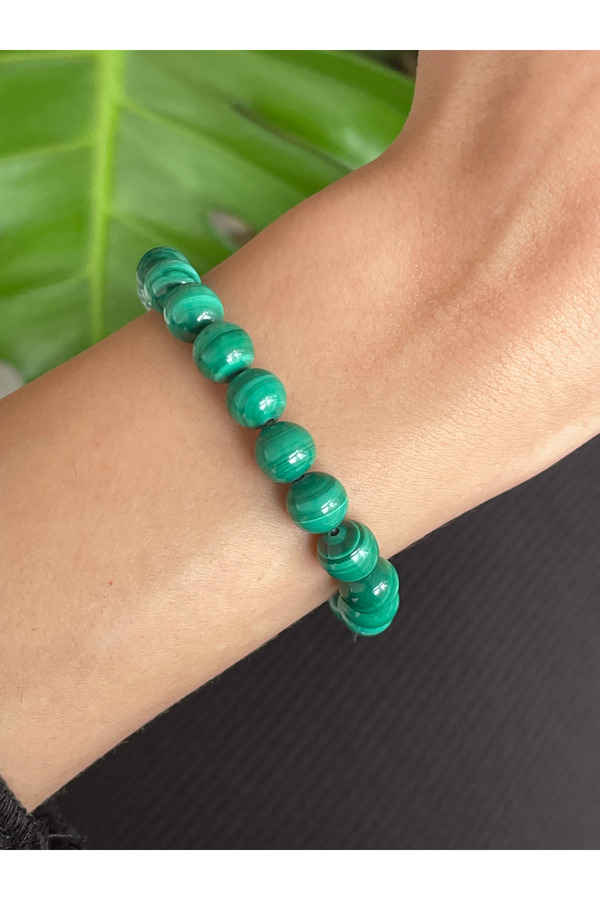 Crystalclem-8mm Heart Chakra Malahit Natural Stone Bracelet 1
