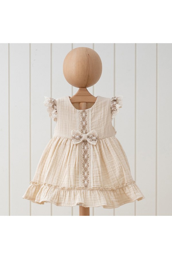 Sweetheart Muslin Baby Dress - Ecru main image 1