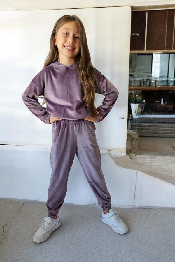 Purple velvet sweatsuit on sale
