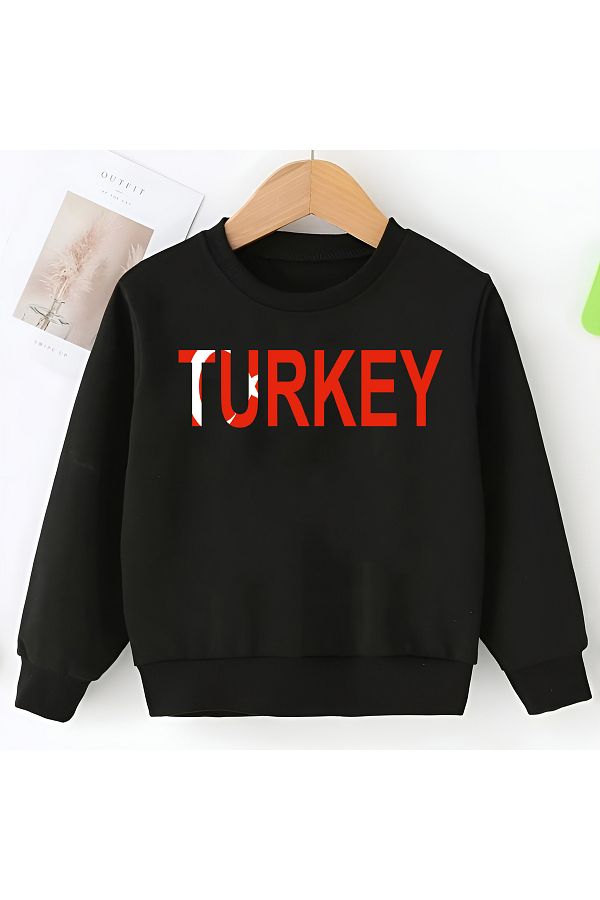 CDA Love Turkey Unisex Baby Girl Black Sweatshirt Trendyol
