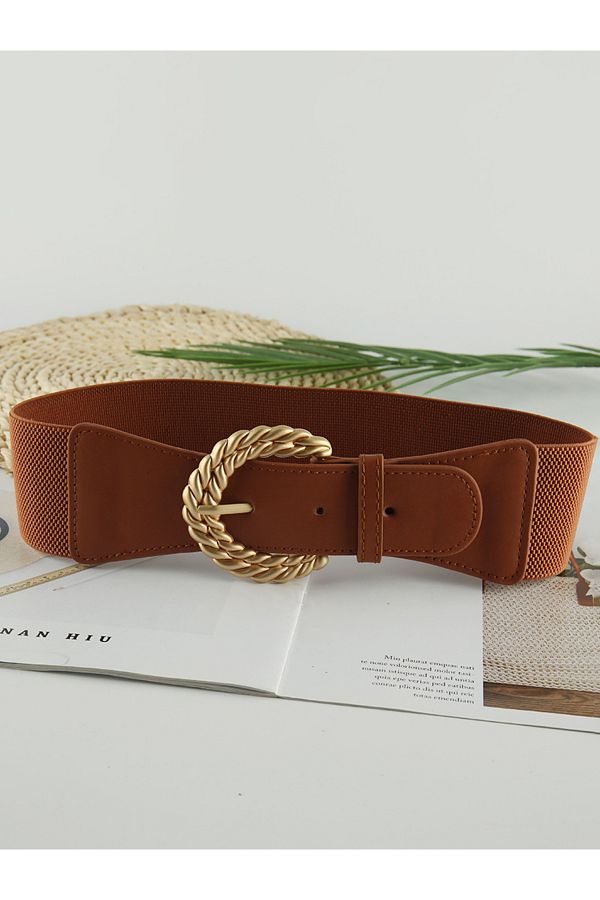 Styli Waist Wide Textured Metal Belt Trendyol