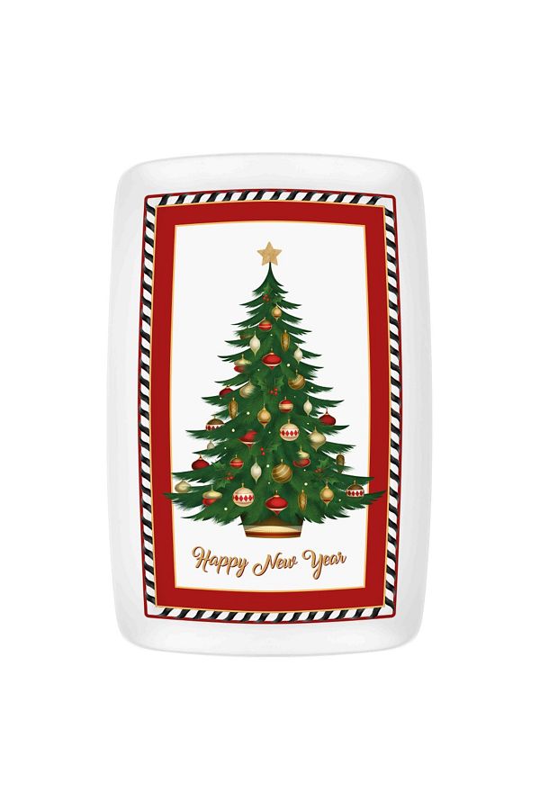The Mia-Nutcracker Tree Pattern Rectangular Serving 34X25 cm 1