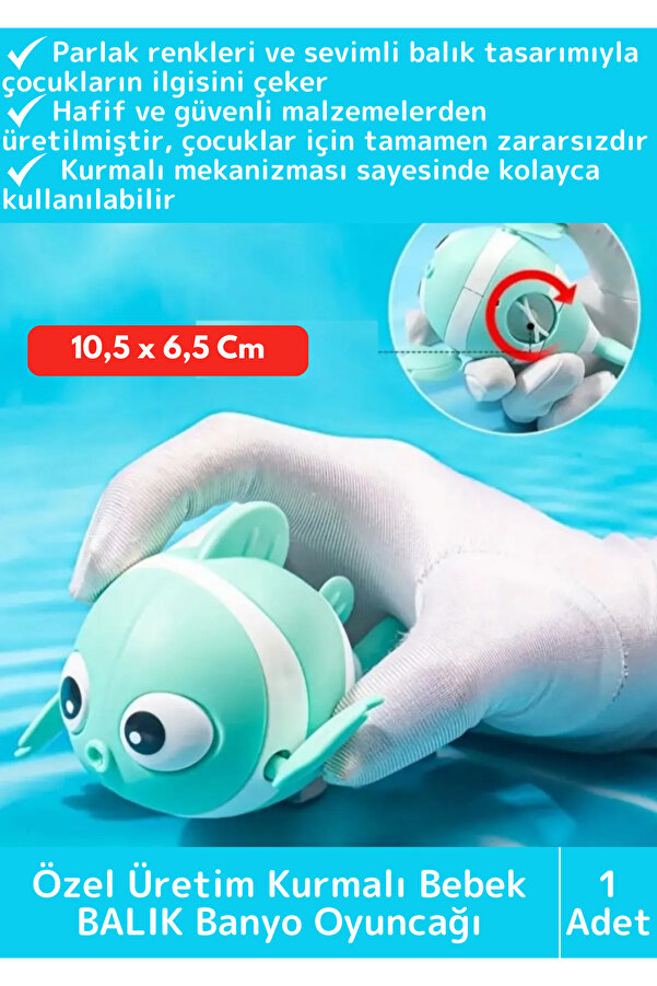 Wintoup Premium Uzun Ömürlü Hafif Kurmalı Eğlenceli Renkli Yüzen Balık Bebek Çocuk Banyo Su Oyuncağı 1 Adet