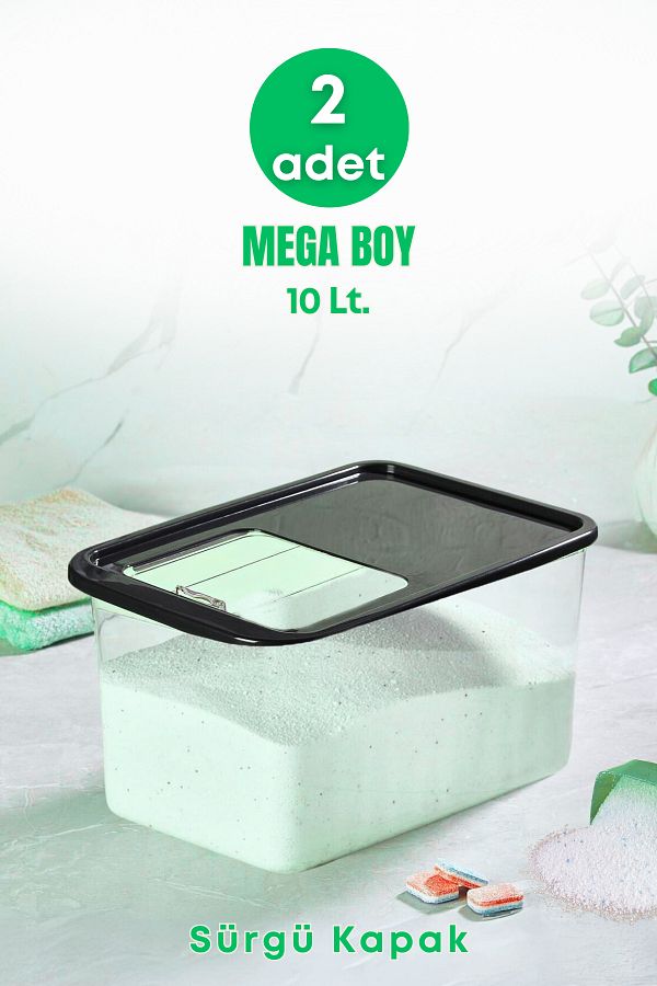 GRİMOR Life-10 L Mega Size - 2-Piece Tablet Detergent Storage Box, Multi-Purpose Storage Container with Sliding and Sliding Lid 1