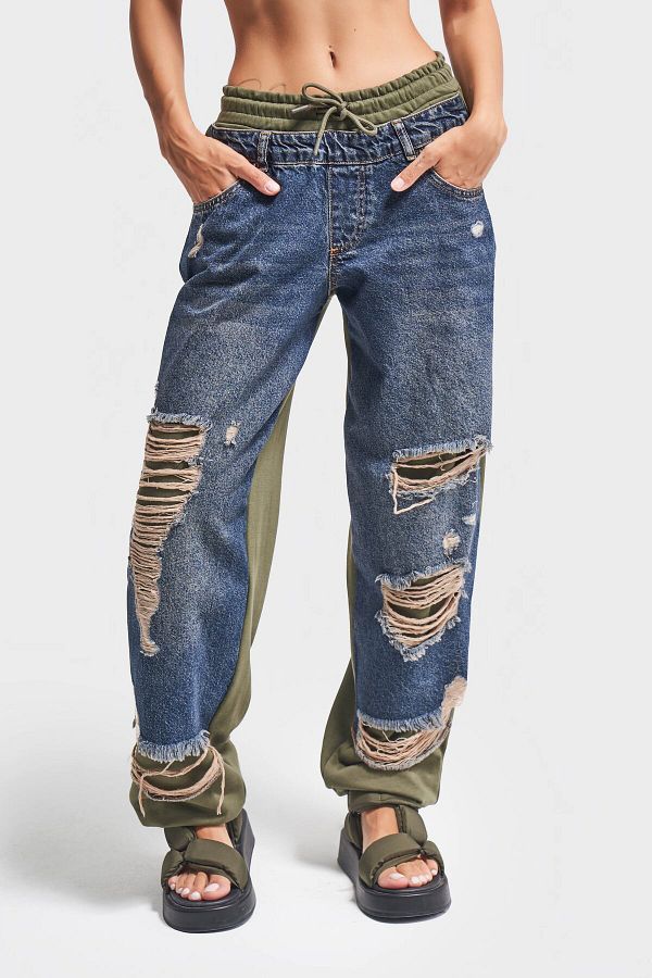 its basic-Dámský Jogger Denim v khaki barvě - 10W48 kusů Design 1