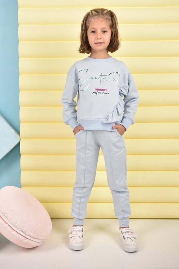 Mnk Baby&Kids Varak Baskı Ribanalı Kız Eşofman MNK0445 GRİ