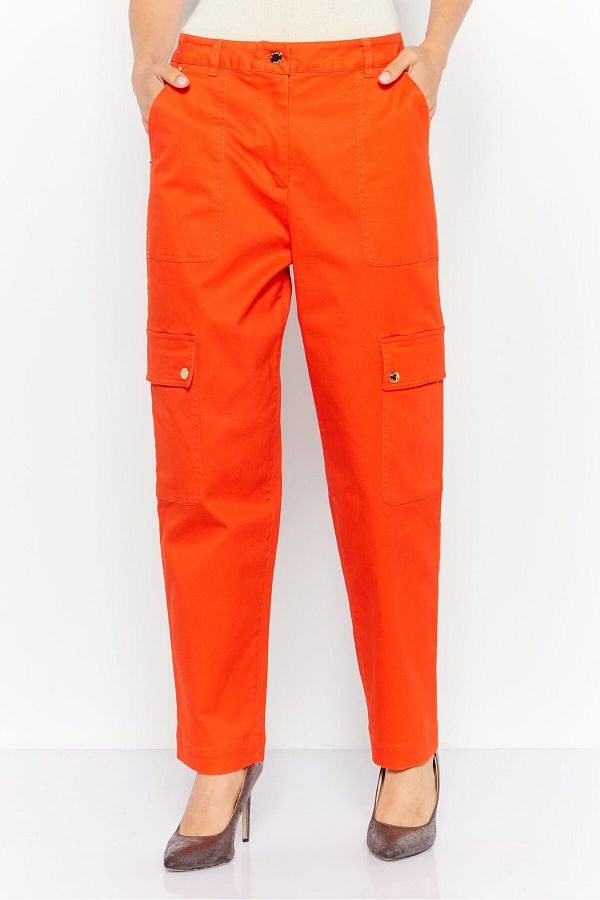 Michael Kors Women Regular Leg Solid Cargo Pants Orange