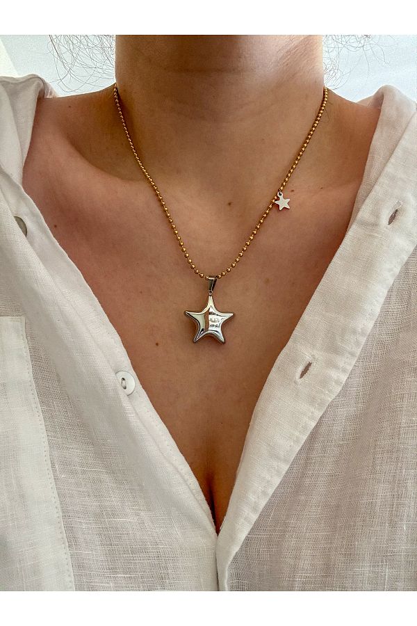 CHARMLUCKY-Steel Star Mix Necklace 1