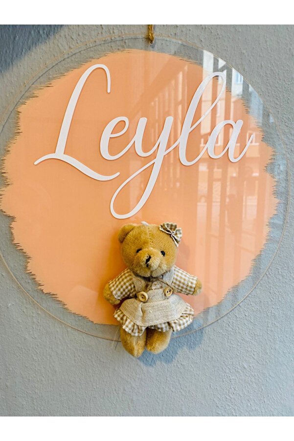 Zen Ahşap Tasarım Yenidoğan Kapı Süsü/ Bebek Odası Kapı Süsü / Ayıcıklı Pileksi Kapı Süsü