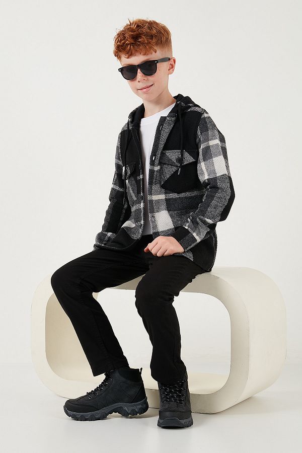 Lela-Hooded Double Pocket Plaid Winter Lumberjack Shirt for Boys 1