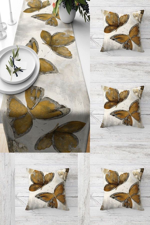 uygun dekor-Model Fluture Galben - Set de 4 Ranırı de masă din aur de epocă 1