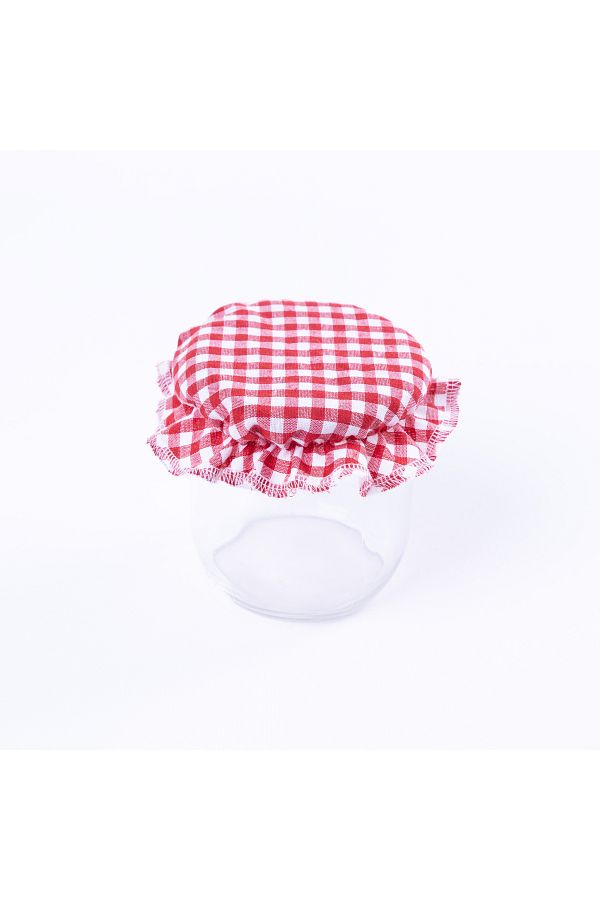 Bimotif-Jar Lid Ornament, Small Checkered Red 12 Pieces 1