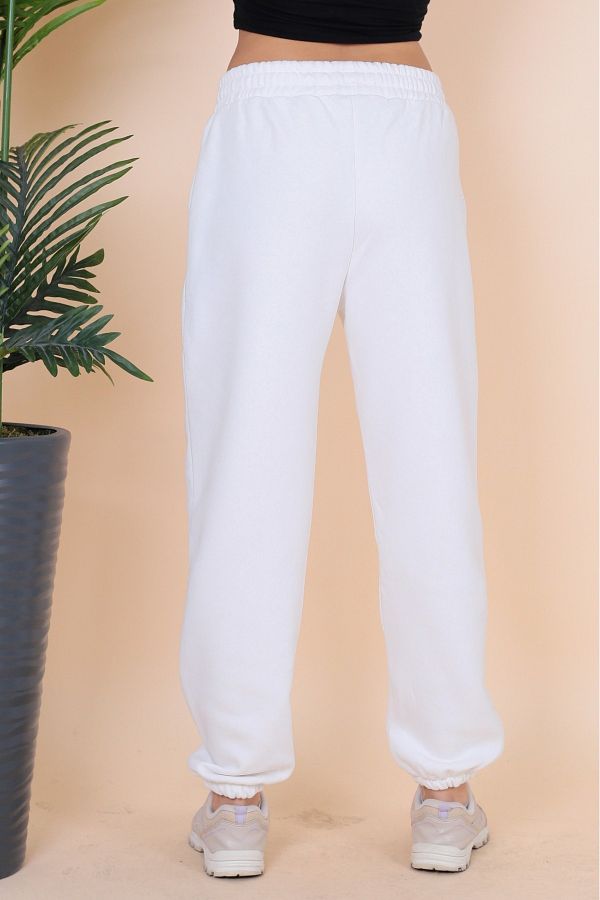 ABS FASH ON Women s Jogger Three Thread Thick Soft White Sweatpants Trendyol