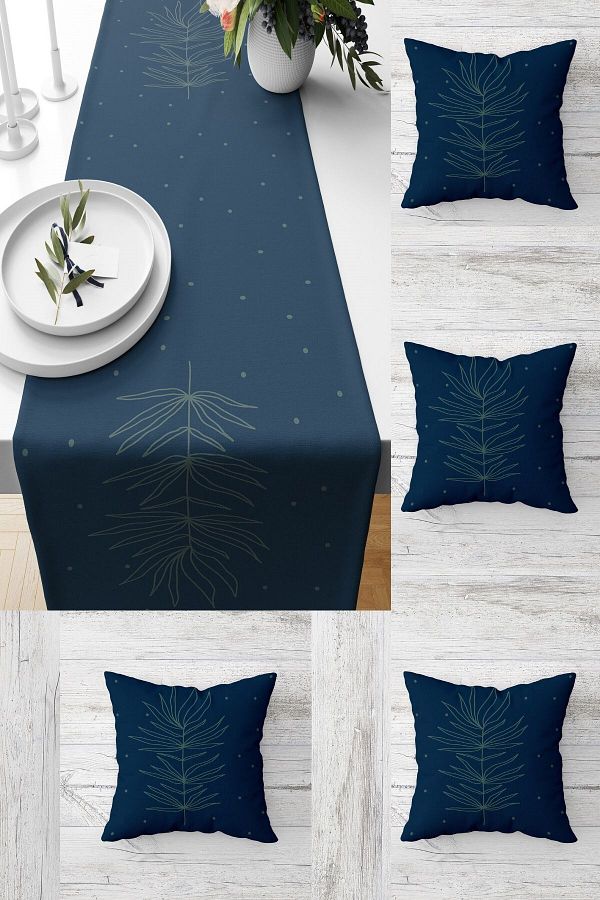 on the clouds-Bohemian Leaf Patterned Table Different Ranir Models Decorative 4-Piece Throw Pillow Cover Set 1