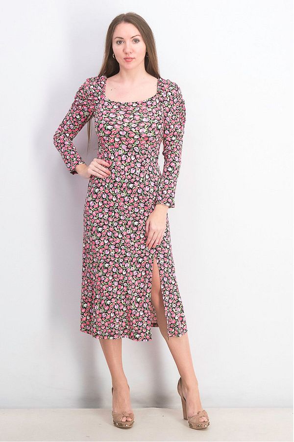 Miss Selfridge-Women Petites Floral Long Sleeve Maxi Dress, Pink Combo 1