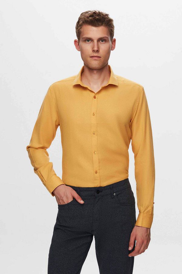 Twn-Herrenhemd Slim Fit Senffarbe 1