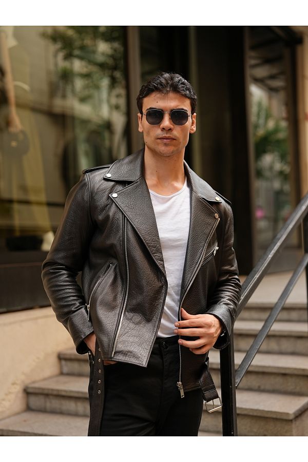 LONATOL A Men s Standard Fit 100 Genuine Lamb Leather Coat Black Trendyol