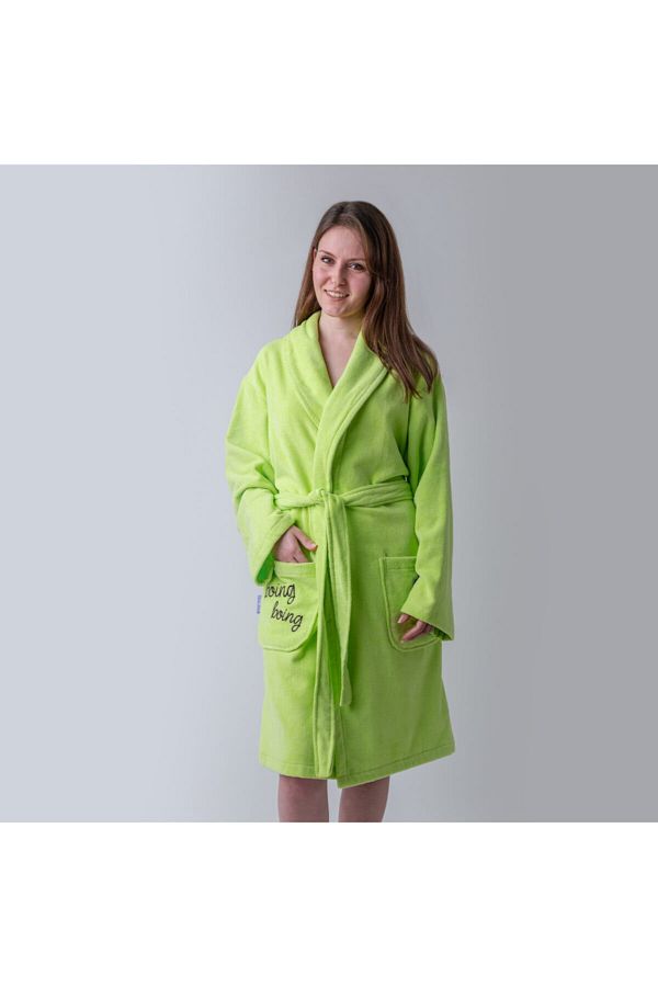 Milk & Moo-Samt-Bademantel für Damen – Frettchen-Frosch-Design 1