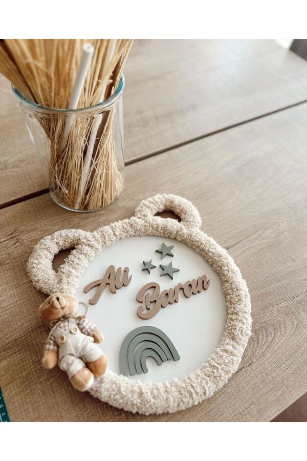 Tasarı Sanatı Bebek Çocuk Odası Yenidoğan İsme Özel Kapı Süsü- Duvar Dekorasyon Aksesuarı