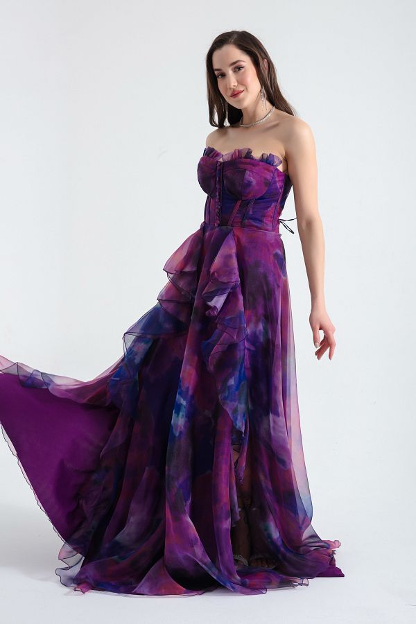 Purple evening skirt top