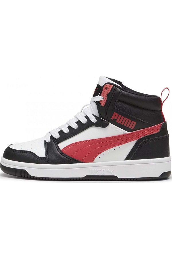 Puma-Rebound V6 Mid Jr 393831   High-Rise Unisex Sports Shoes White-Red 1