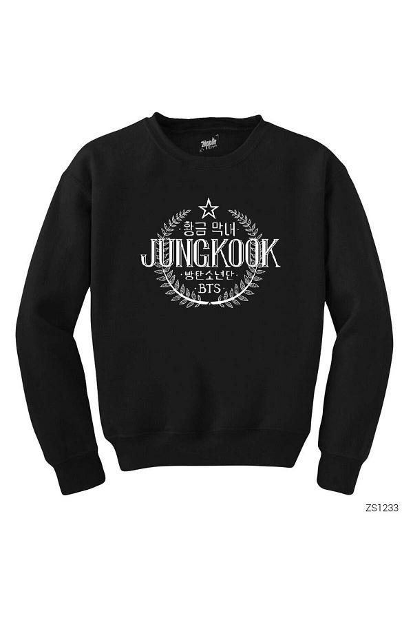 wuqhu Bts Jungkook Logo Black Sweatshirt Trendyol
