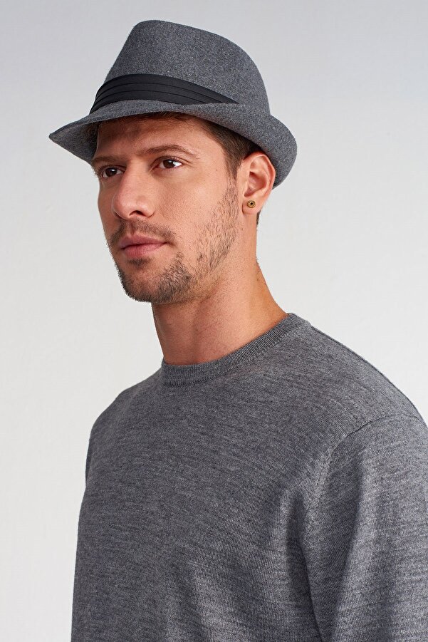 Külah Men's Banded Short Brim Fedora Hat- Trendyol