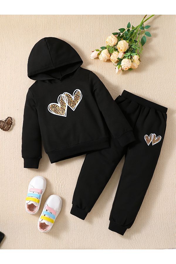 Let s Wear Leopard Print Comfortable Cute Premium Sweatshirt and Sweatpants Set for Girls 2 Piece Sports Set Trendyol