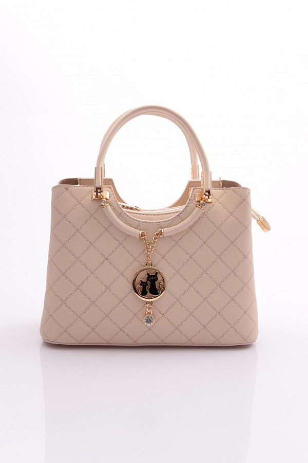DGN-Beige Women's Bag - Cat Emblem Decorated 1