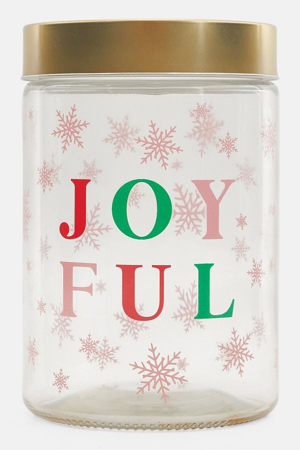 American Atelier-Joyful Round Glass Canister 44 oz, Transparent 1
