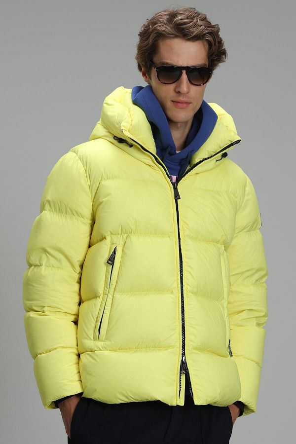 Yellow feather jacket on sale