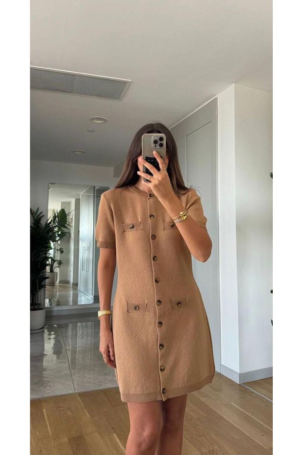 hot fashions-فستان تريكو ناعم الملمس 1
