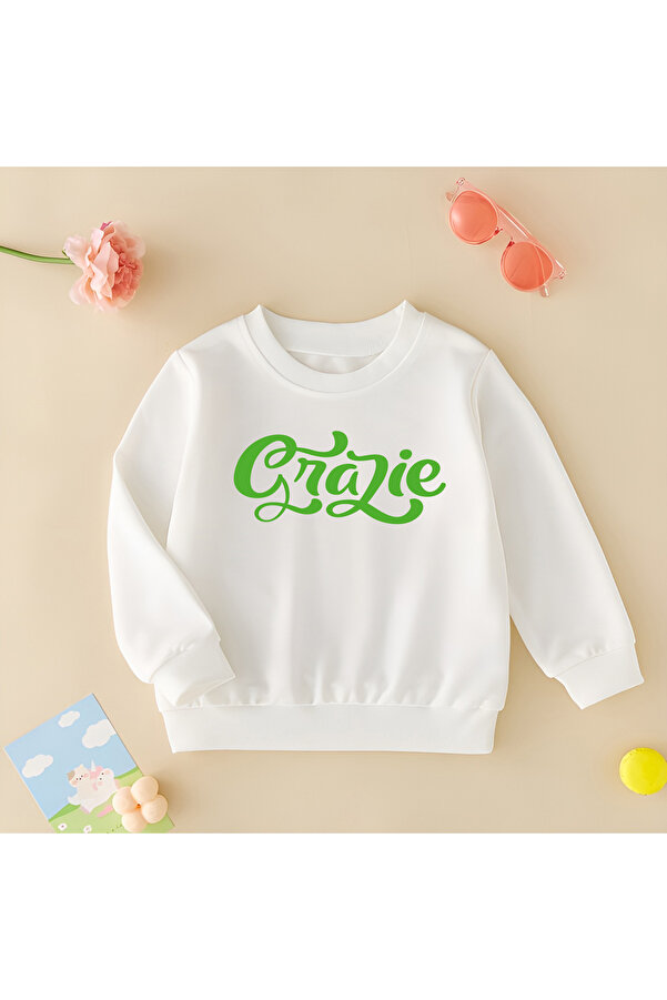 CDA Grazie Unisex Kız Erkek Bebek Beyaz Sweatshirt