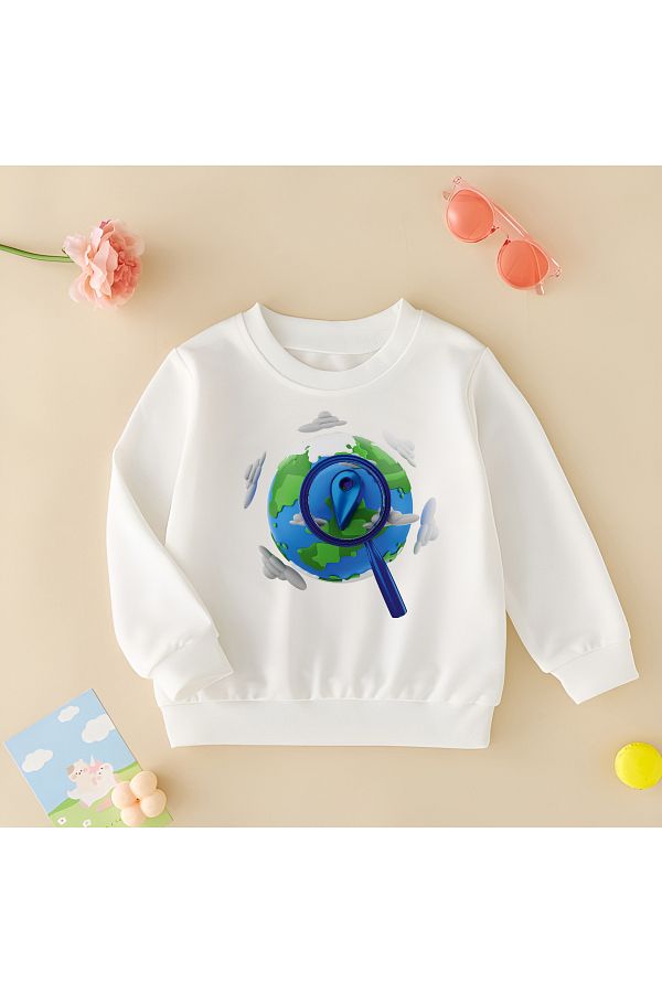 CDA World Explorer Unisex Baby Girl White Sweatshirt Trendyol