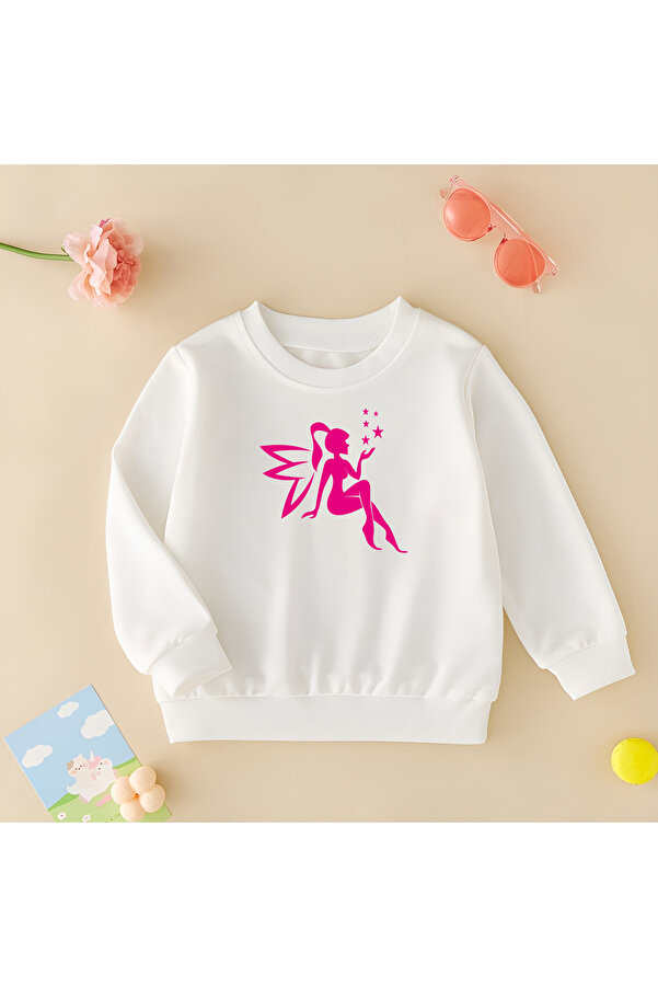 CDA Pink Angel Unisex Kız Erkek Bebek Beyaz Sweatshirt