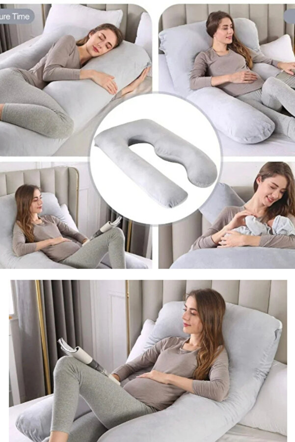 OMZ Şekilli Tam Vücut Yastığı Çıkarılabilir Kılıflı Hamile Yastığı Hamile Uyku Yastığı Hamilelik Yastığı
