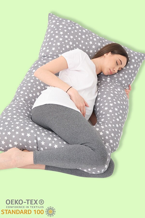 OMZ Gebelik Destek Minderi Çıkarılabilir Kılıflı Şekilli Tüm Vücut Hamile Yastığı Hamile Uyku Yastığı
