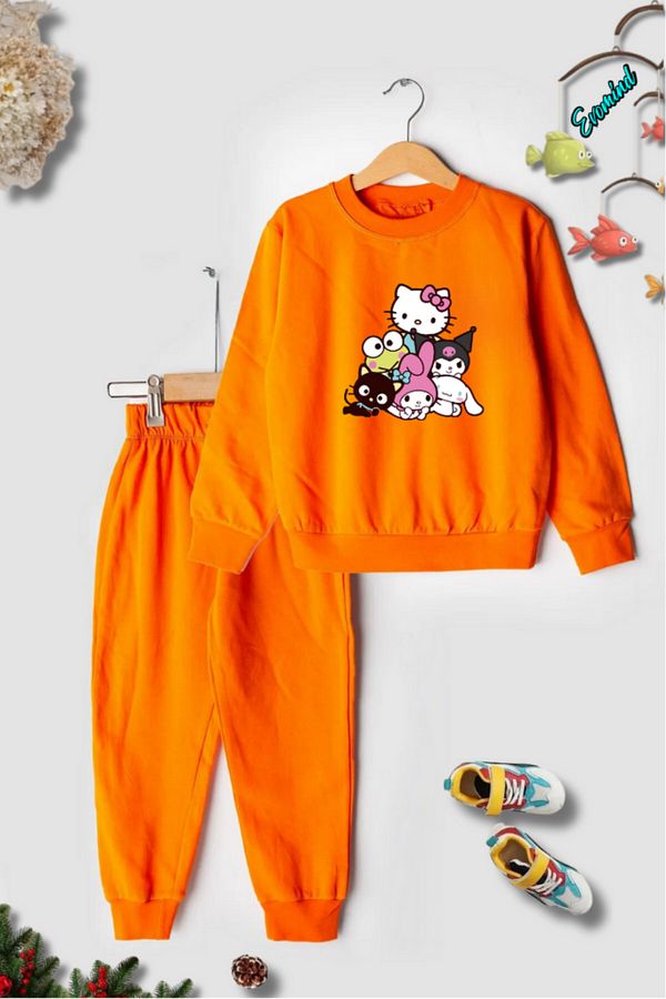 artı4-Set de trening pentru copii unisex My Melody Kuromi Hello Kity cu decolteu rotund 1