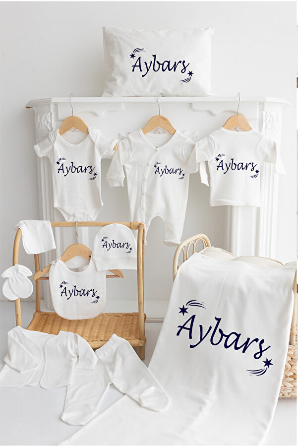 Bebe wini %100 Pamuk Baskılı 11’li İsimli Hastane Çıkışı MN75-İSİM AYBARS LAVİVERT