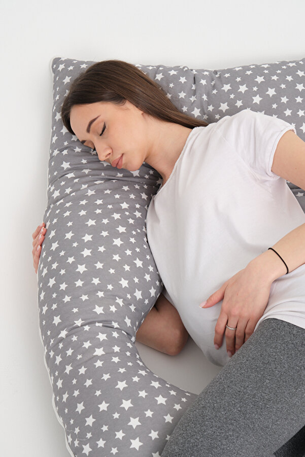 OMZ 1ADET Hamile Uyku Yastığı Kaliteli Çift Taraflı Yıkanabilir Destekli Hamile Yastığı Bacak Arası