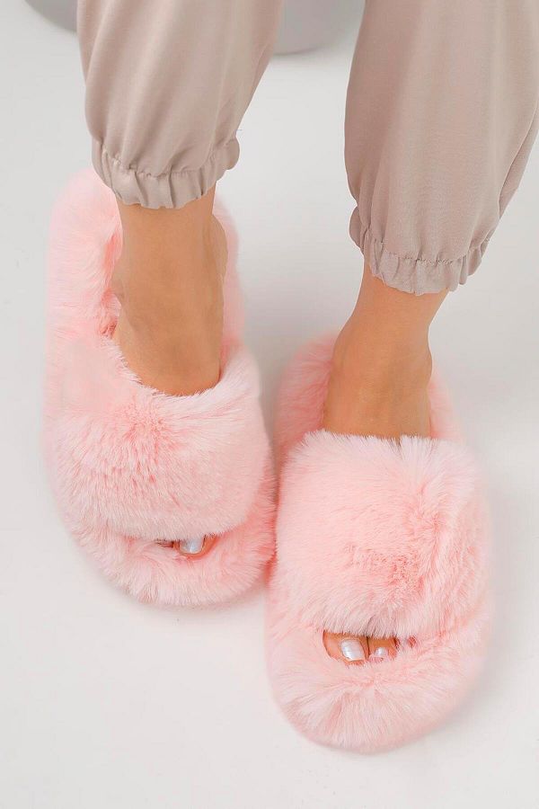 Beyond-Women's Candy Pink Extra Soft Furry House Slippers 3cm Bynd01 1