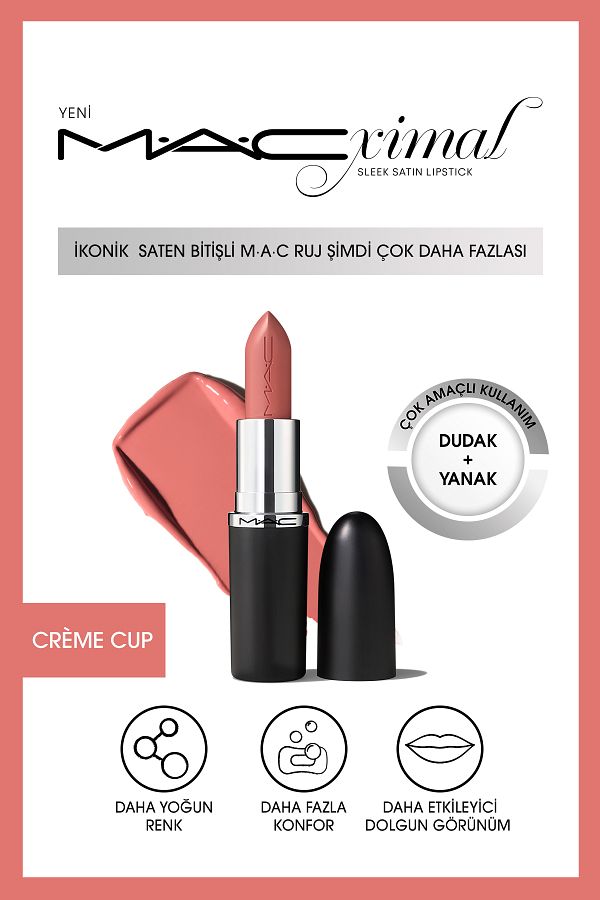 M.A.C-Macximal Sleek Satin Lipstick - 3.5Gm Iconic Satin Finished Lipstick 1