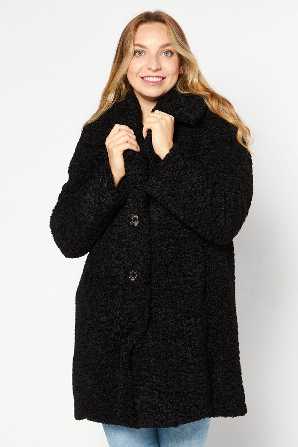 Sam Edelman-Women Faux Fur Shearling Trench Coat, Black 1