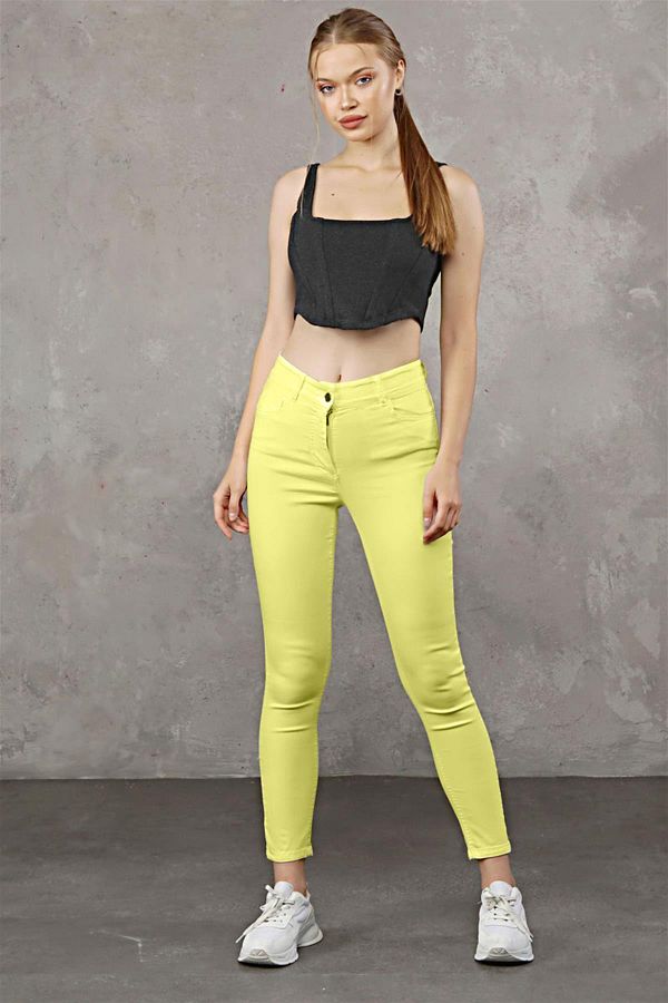 Deneme Kabinim Women s Skinny Leg High Waist Full Lycra Jeans Yellow Trendyol